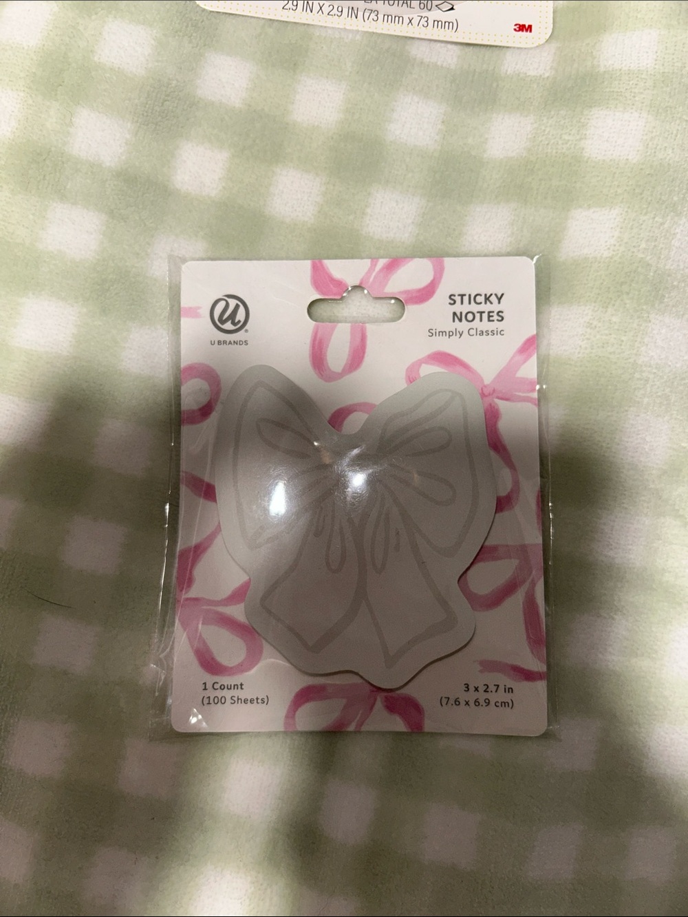 U Brands Gray Bow Sticky Notes - Gray Bow Shaped Notepads